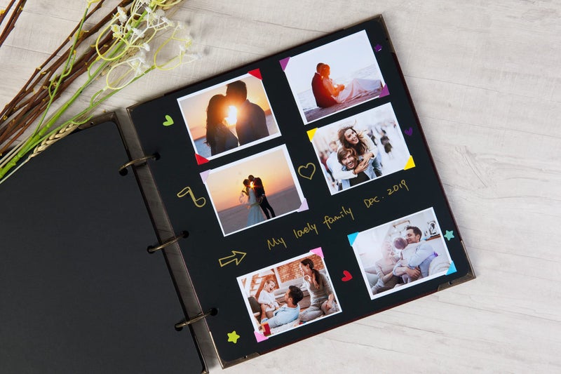 Potricher 10 x 10 Inch Brown Leather Hardcover Scrapbook Album with 80 Pages - Image 3